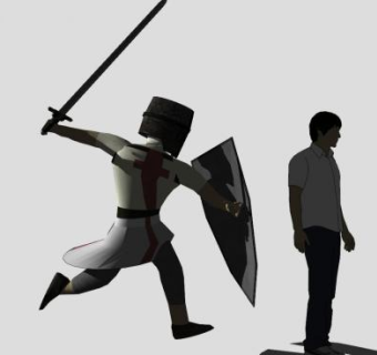 奔跑的十字军骑士SU模型下载_sketchup草图大师SKP模型