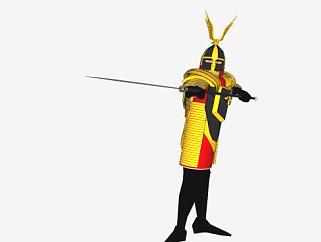 身穿镶金盔甲的骑士SU模型下载_sketchup草图大师SKP模型