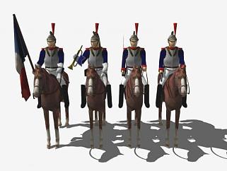 法国阅兵骑兵SU模型下载_sketchup草图大师SKP模型