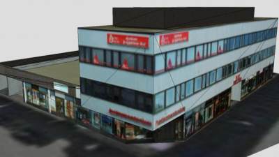 现代建筑店铺展厅SU模型下载_sketchup草图大师SKP模型