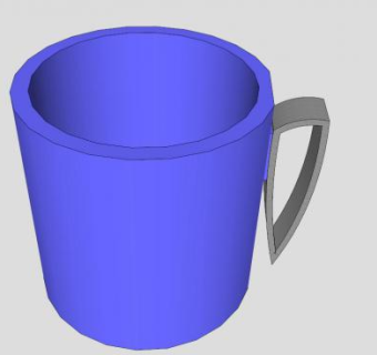 蓝紫色把手瓷杯水杯SU模型下载_sketchup草图大师SKP模型