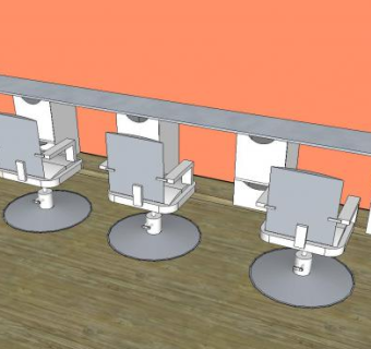 沙龙美容座椅展厅SU模型下载_sketchup草图大师SKP模型