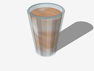 玻璃杯中的巧克力牛奶SU模型下载_sketchup草图大师SKP模型