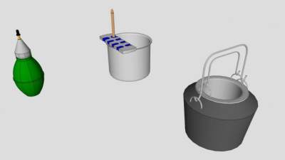 铁制挂锅和胶水SU模型下载_sketchup草图大师SKP模型