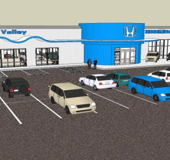 谷歌山谷本田店铺SU模型下载_sketchup草图大师SKP模型
