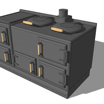 金属橱柜炉灶台SU模型下载_sketchup草图大师SKP模型