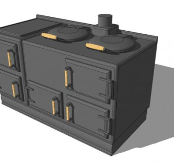 金属橱柜炉灶台SU模型下载_sketchup草图大师SKP模型