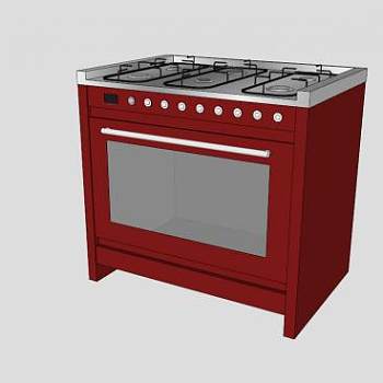 独立式炊具灶台柜SU模型下载_sketchup草图大师SKP模型
