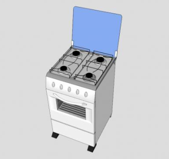 独立式煤气灶柜SU模型下载_sketchup草图大师SKP模型