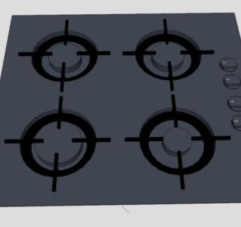 嵌入式四眼灶台SU模型下载_sketchup草图大师SKP模型