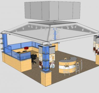 贸易展台店铺装修SU模型下载_sketchup草图大师SKP模型