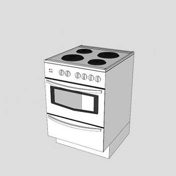四眼灶台和烤箱SU模型下载_sketchup草图大师SKP模型