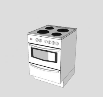 四眼灶台和烤箱SU模型下载_sketchup草图大师SKP模型