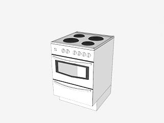 四眼灶台和烤箱SU模型下载_sketchup草图大师SKP模型