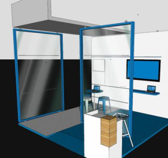 小型蓝色展台店铺SU模型下载_sketchup草图大师SKP模型