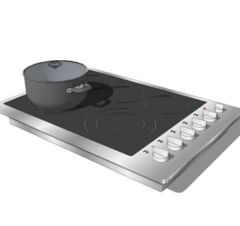 大型电磁炉灶上的锅SU模型下载_sketchup草图大师SKP模型