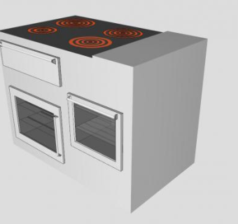一体式电磁炉烤箱SU模型下载_sketchup草图大师SKP模型