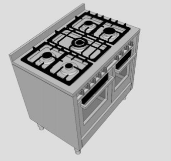 餐厅一体式烤箱燃气灶SU模型下载_sketchup草图大师SKP模型