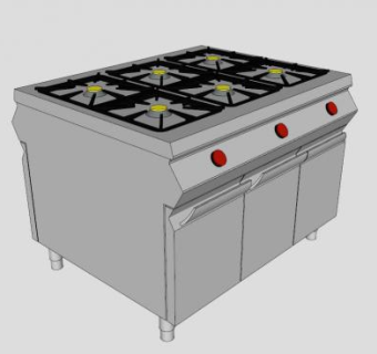 餐厅一体式燃气灶SU模型下载_sketchup草图大师SKP模型