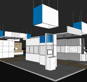 中型展台设计SU模型下载_sketchup草图大师SKP模型