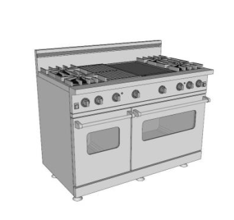 铁板灶台烤箱柜SU模型下载_sketchup草图大师SKP模型