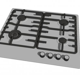 厨房炊具四眼燃气灶SU模型下载_sketchup草图大师SKP模型