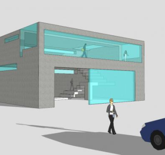 画廊展厅装修SU模型下载_sketchup草图大师SKP模型