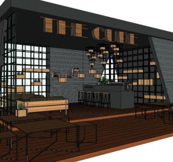 多维数据集咖啡厅装修SU模型下载_sketchup草图大师SKP模型