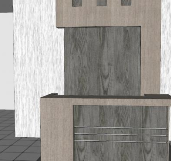 现代接待柜台展厅SU模型下载_sketchup草图大师SKP模型