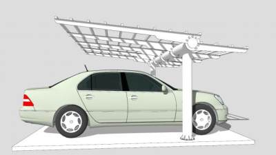 白色架子停车场SU模型下载_sketchup草图大师SKP模型