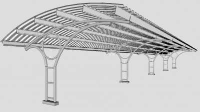 路外公共停车场SU模型下载_sketchup草图大师SKP模型