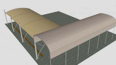 停车场帐篷SU模型下载_sketchup草图大师SKP模型