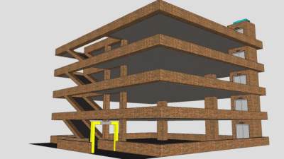 多层停车场SU模型下载_sketchup草图大师SKP模型