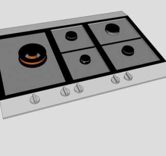 现代炊具嵌入式燃气灶SU模型下载_sketchup草图大师SKP模型