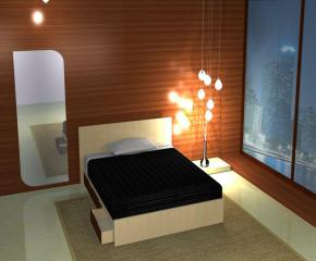 现代家居次卧室SU模型下载_sketchup草图大师SKP模型