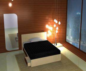 现代家居次卧室SU模型下载_sketchup草图大师SKP模型