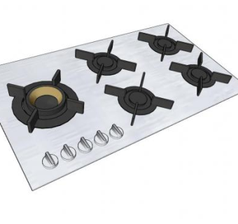 多眼烹饪炊具燃气灶SU模型下载_sketchup草图大师SKP模型