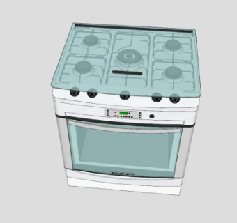 玻璃隔板一体式集成灶SU模型下载_sketchup草图大师SKP模型