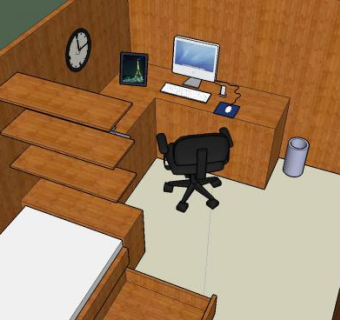 现代风格简洁家居卧室SU模型下载_sketchup草图大师SKP模型