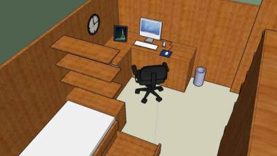 现代风格简洁家居卧室SU模型下载_sketchup草图大师SKP模型