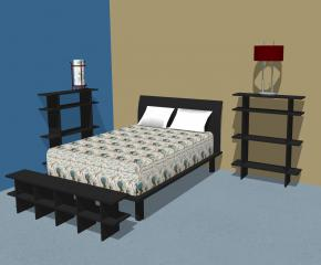 现代家居次卧室室内装修SU模型下载_sketchup草图大师SKP模型