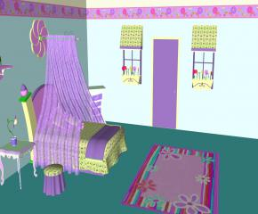 小女孩的房间SU模型下载_sketchup草图大师SKP模型