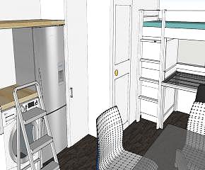 房间的卧室工作室SU模型下载_sketchup草图大师SKP模型