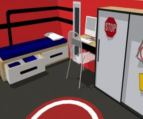 男孩儿童房抽屉床SU模型下载_sketchup草图大师SKP模型