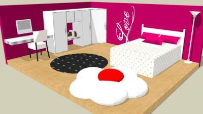 时尚混搭主卧室装修SU模型下载_sketchup草图大师SKP模型