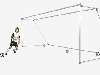 足球运动员和球门SU模型下载_sketchup草图大师SKP模型