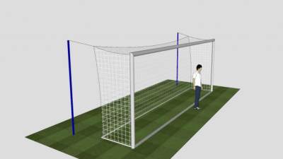 蓝色拉网杆足球门SU模型下载_sketchup草图大师SKP模型