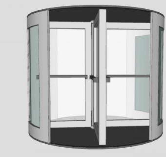 手动十字型旋转门SU模型下载_sketchup草图大师SKP模型