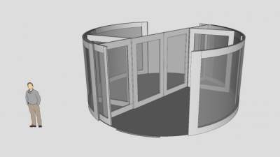 大型玻璃旋转门SU模型下载_sketchup草图大师SKP模型