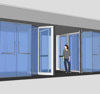 简约旋转玻璃门SU模型下载_sketchup草图大师SKP模型